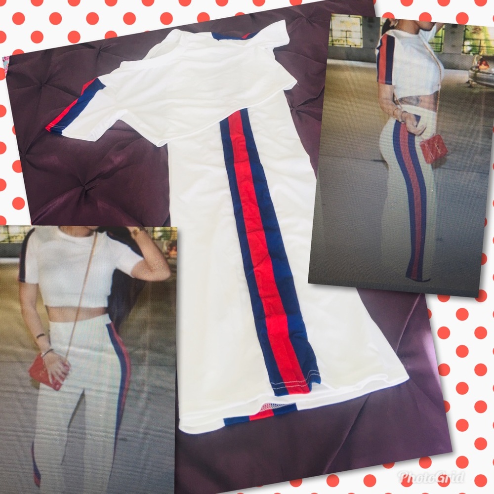 Red and blue side stripe 2 piece