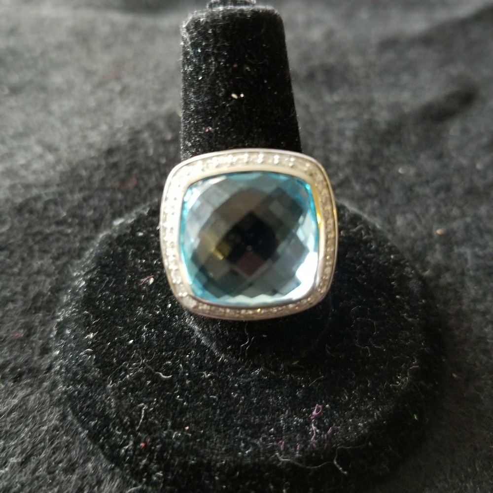New!! David Yurman Facated Blue Topaz Ring, Size 6