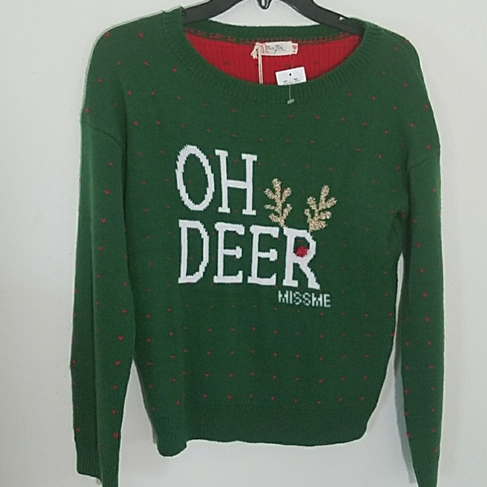 MISS ME "OH DEER-Miss Me" REINDEER SWEATER