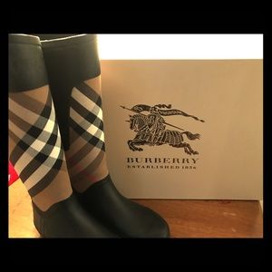 Burberry Clemence Check Canvas Rain Boots