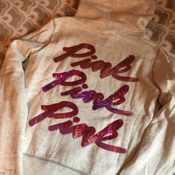 LIMITED EDITION PINK sequin zip up hoodie - Picture 1 of 4