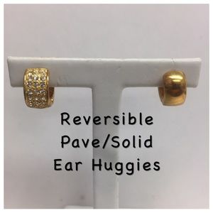Pave/Solid Matte Gold Ear Huggies, NWT