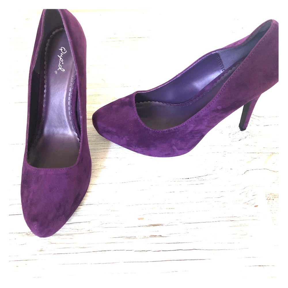 Purple suede heels