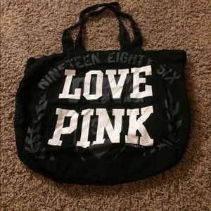 Black VS Pink Beach Tote