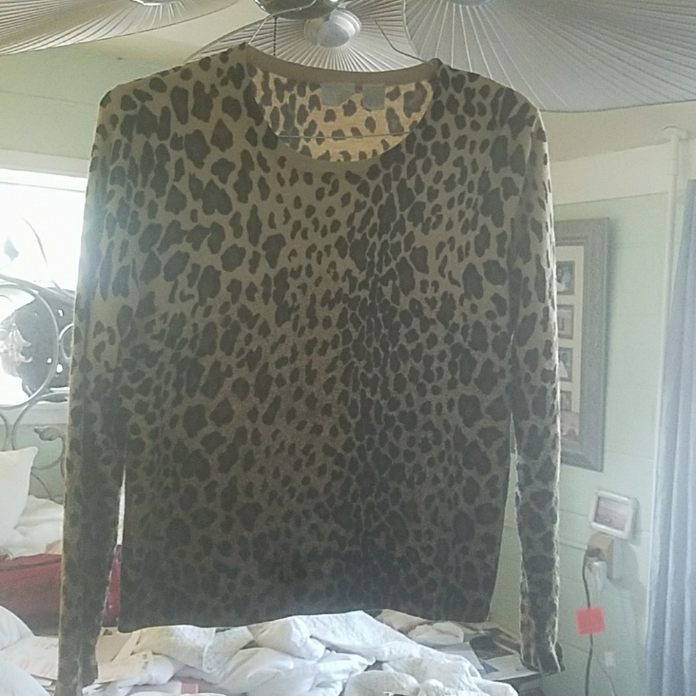 Studio C cheetah beige sweater with black and brow