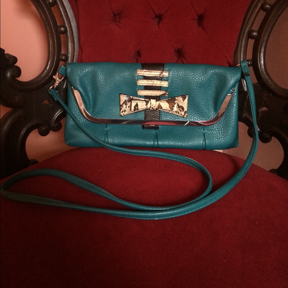 Jessica Simpson Teal and Black Cross Body Bag