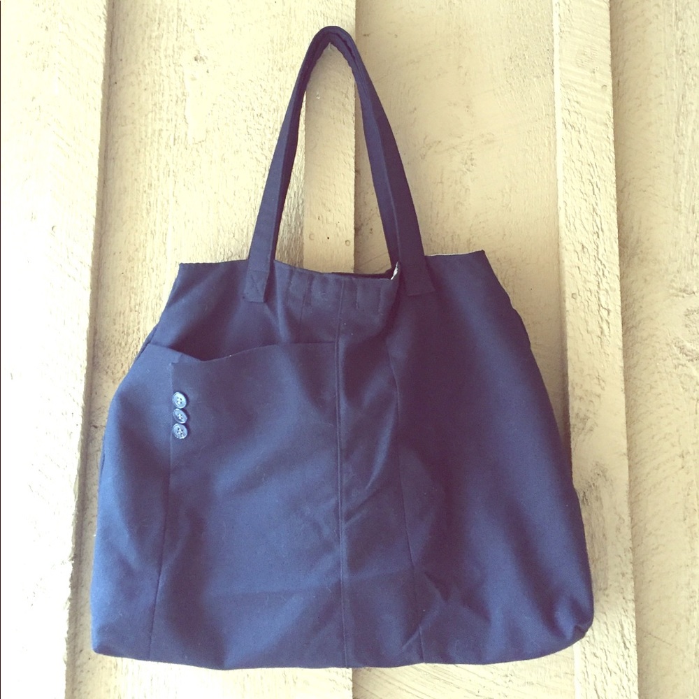 Uncommon Goods Reclaimed Suit Tote Navy Blue