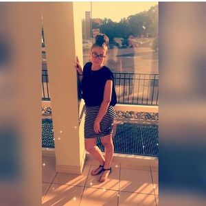 A black and white dress