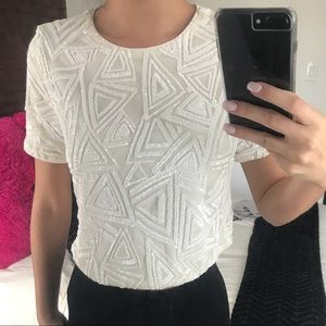GEOMETRIC SEQUIN CROP TOP
