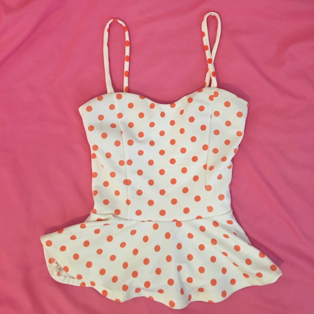 Orange polka dot dressy top