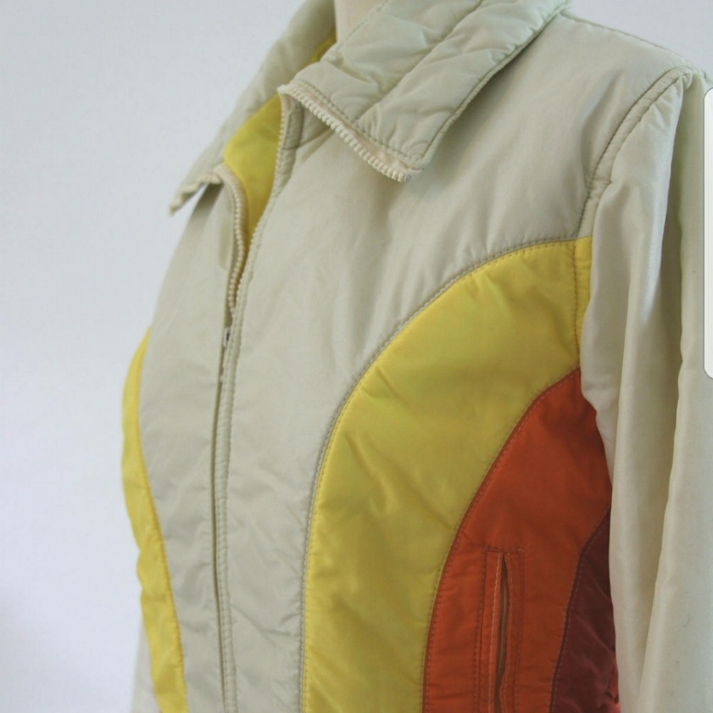 70s 80s vintage rainbow puffy ski jacket