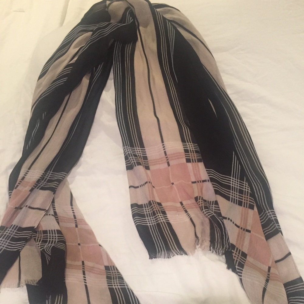 NWOT Black, pink, and tan scarf