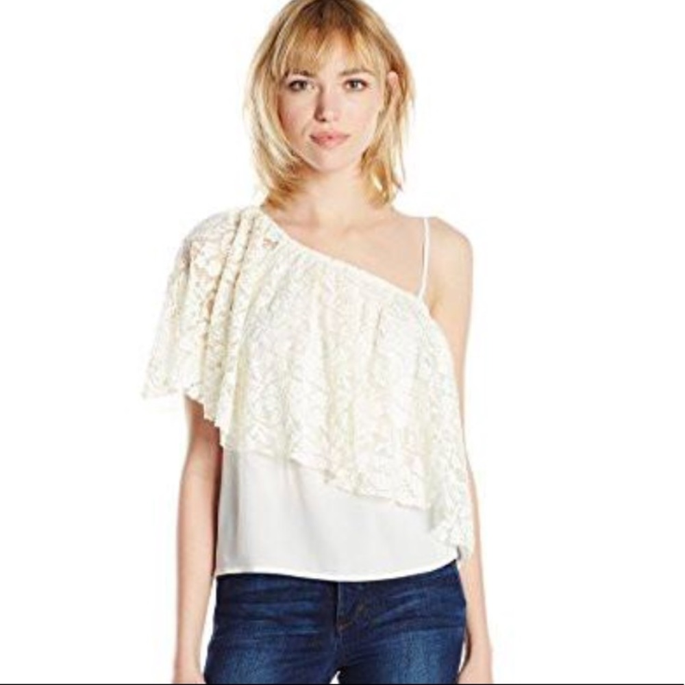 Ella Moss Cream Lace One Shoulder Top
