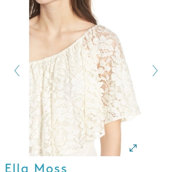 Ella Moss Cream Lace One Shoulder Top - Picture 5 of 5