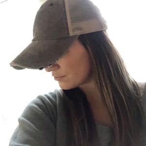 Dark grey distressed hat