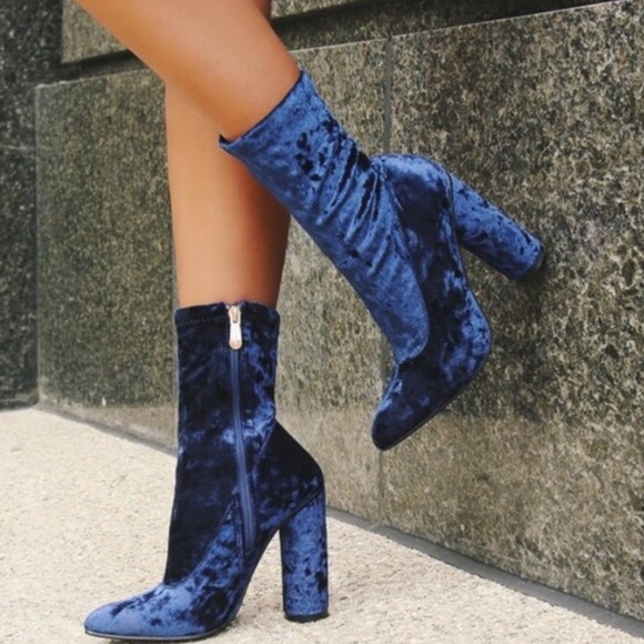 LAST ONE - Blue Velvet Booties - Picture 3 of 3