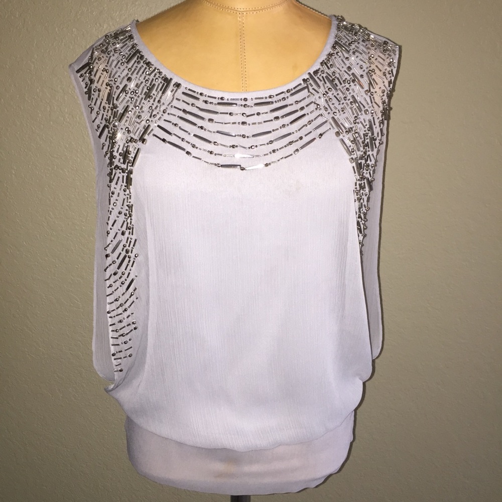 Cache Beaded Chiffon Top