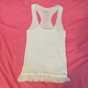 White sweater like top that sparkles!