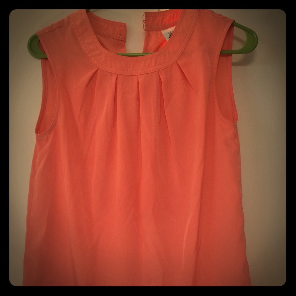 Peach blouse with lovely pleated neckline