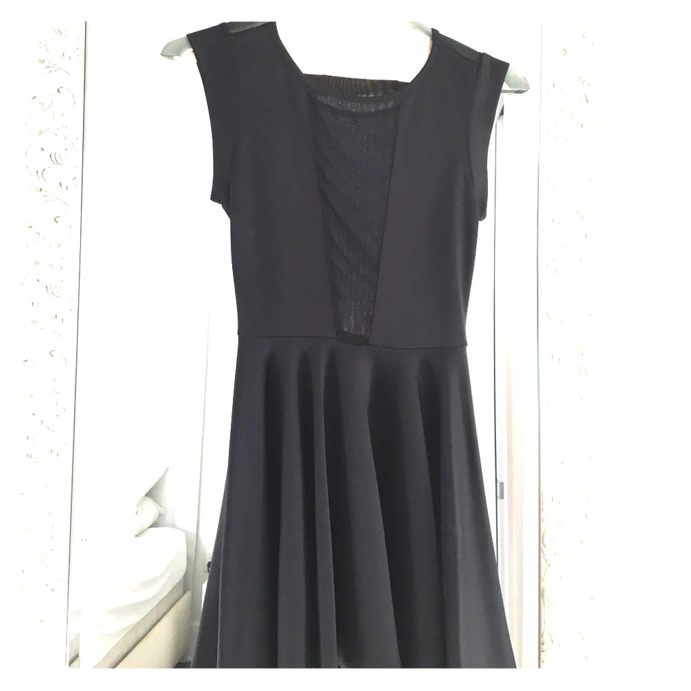Black Tobi dress with mesh V neck