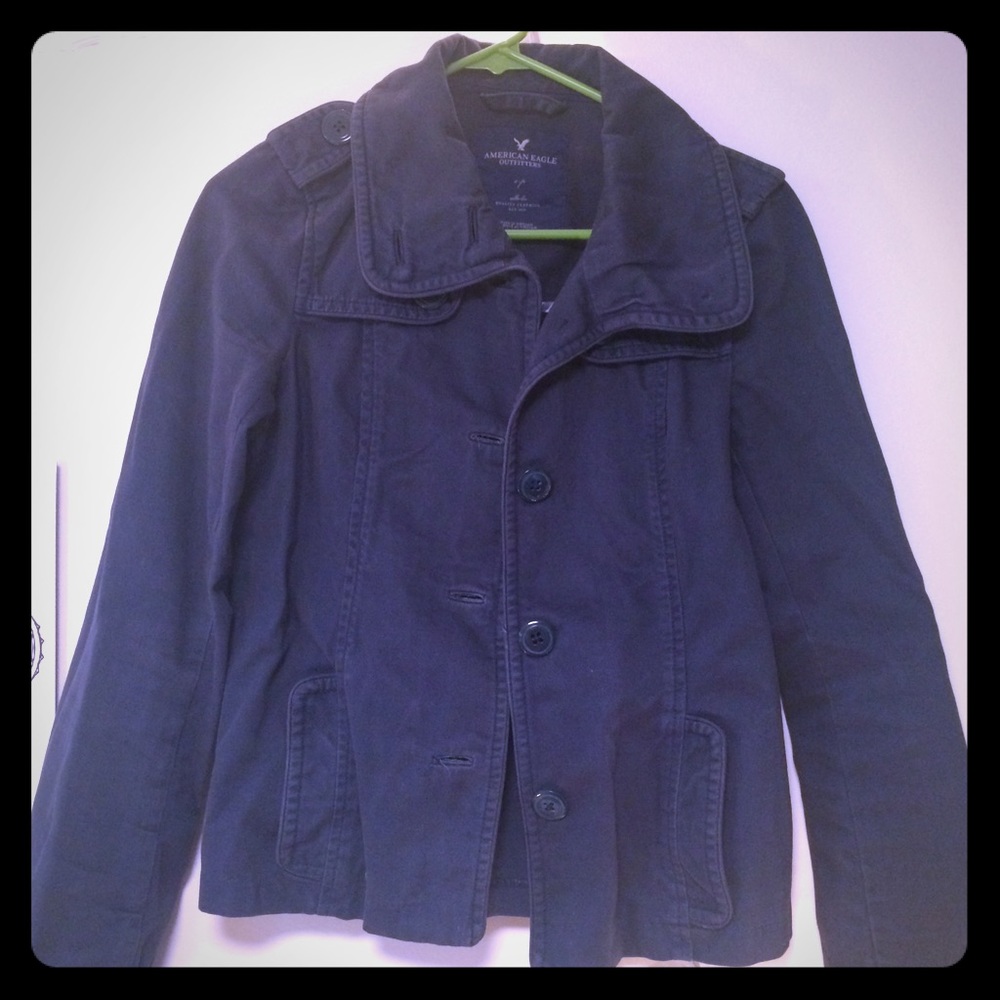 American outfitters blue pea coat style jacket