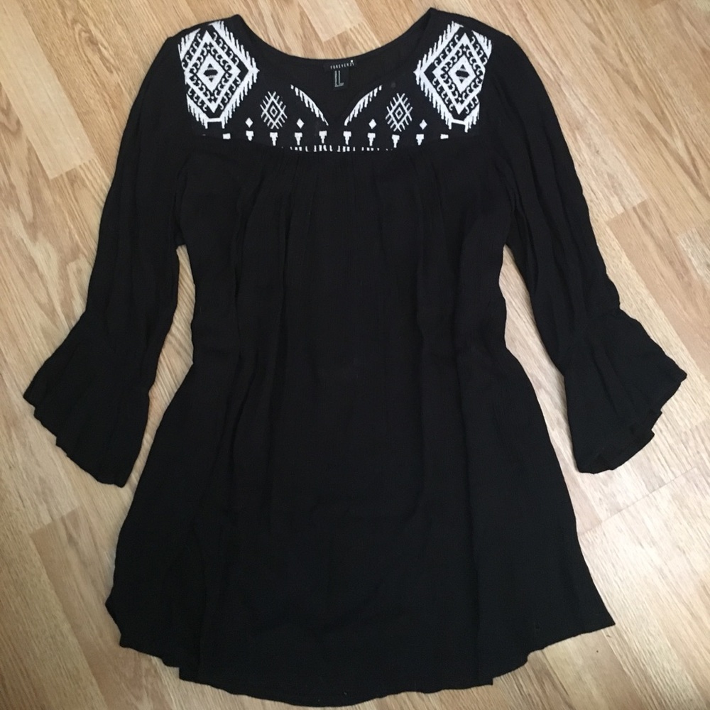 Black Mini Embroidered Dress