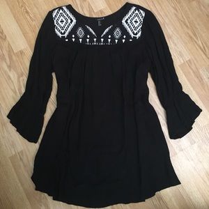 Black Mini Embroidered Dress