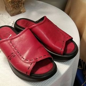 Dansko dark red leather open toed