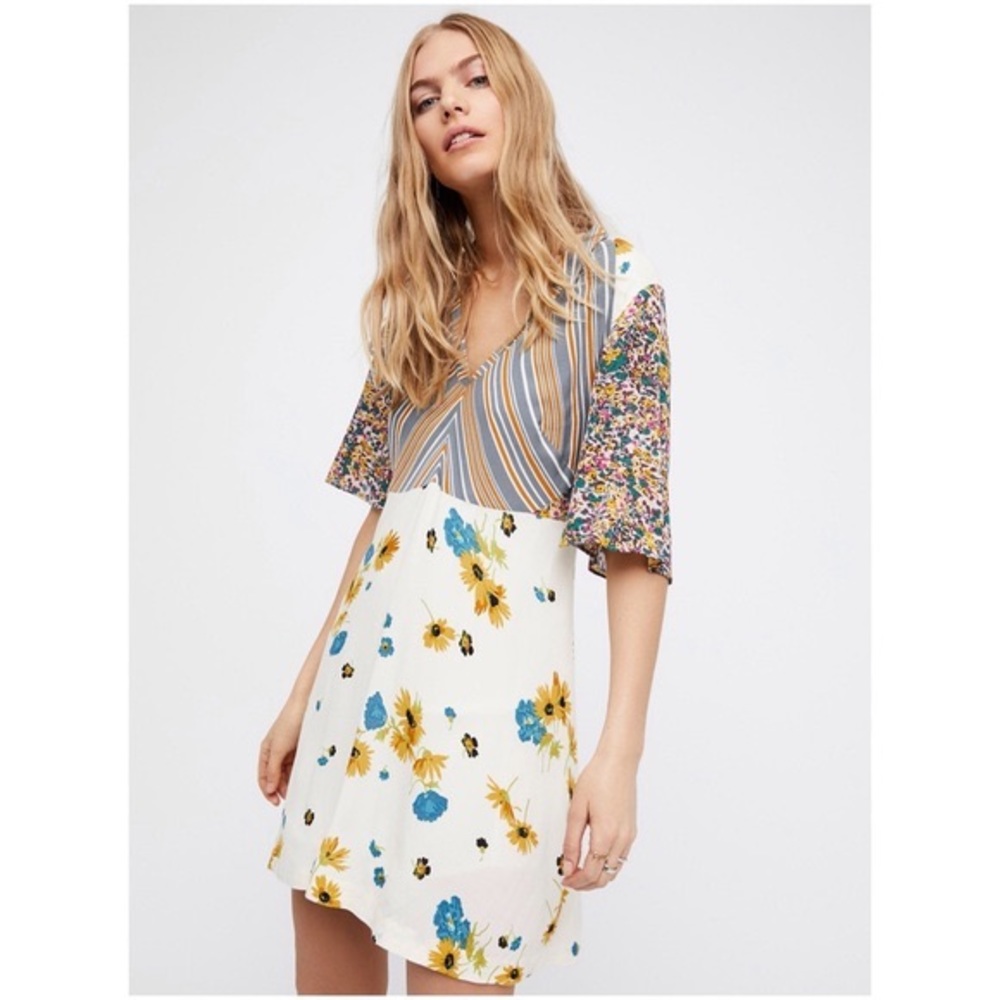 Free People Mixed Print Floral Dress