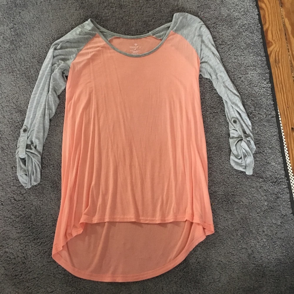 Peach and Grey Long Sleeve Top