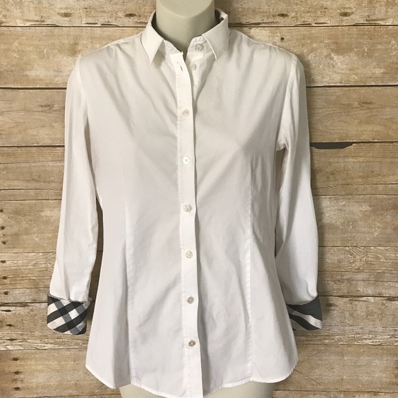 Burberry Tops - Burberry White Stretch Nova Button Down NWOT