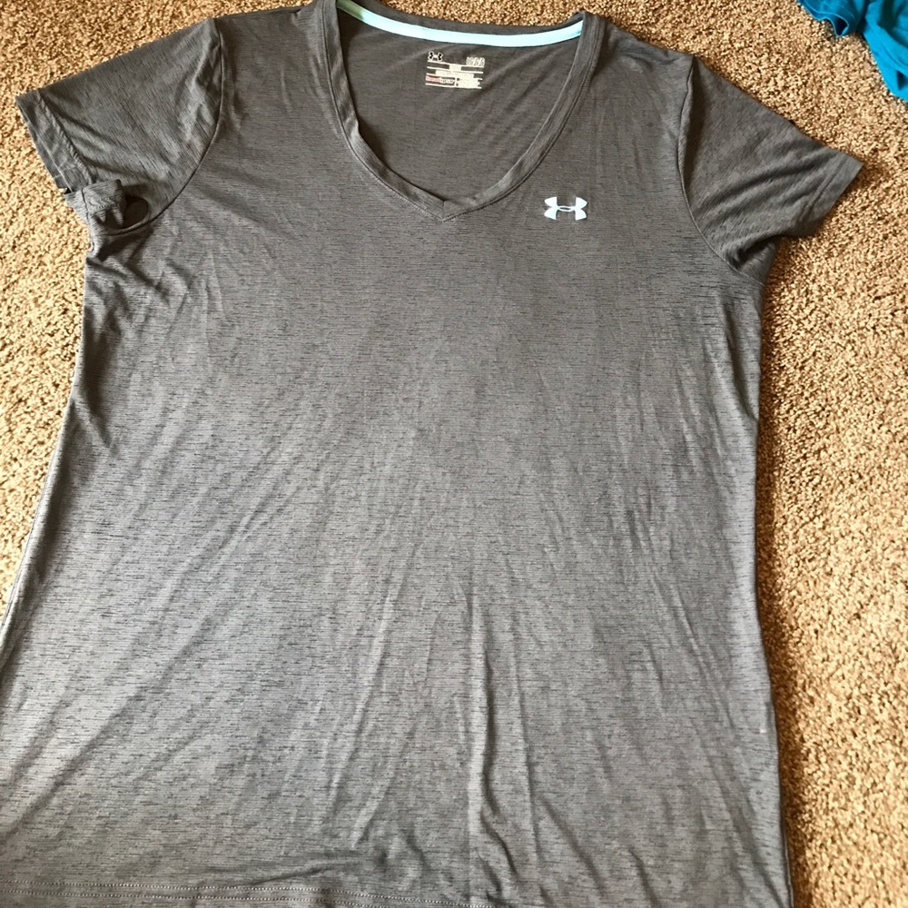 Grey and baby blue UA shirt