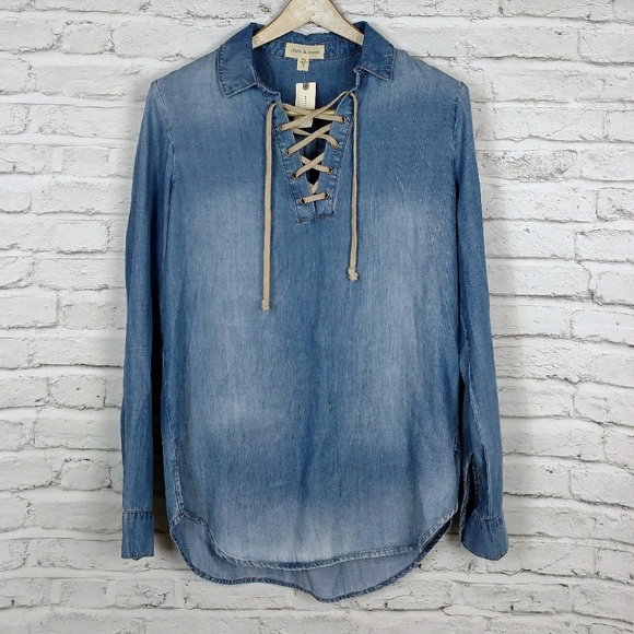 💞 NWT Cloth&Stone chambray shirt - Picture 2 of 6