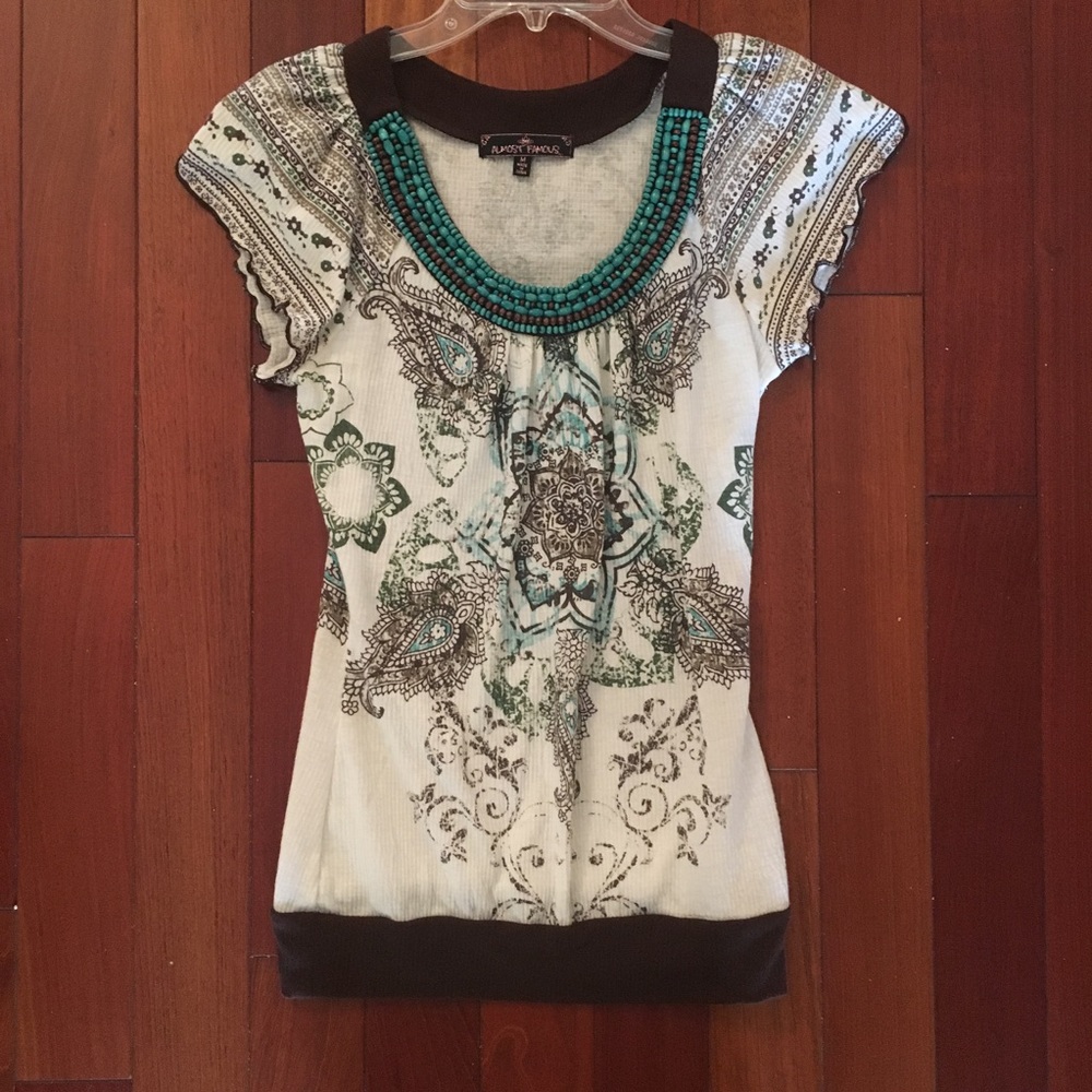 Patterned Blouse with Beading