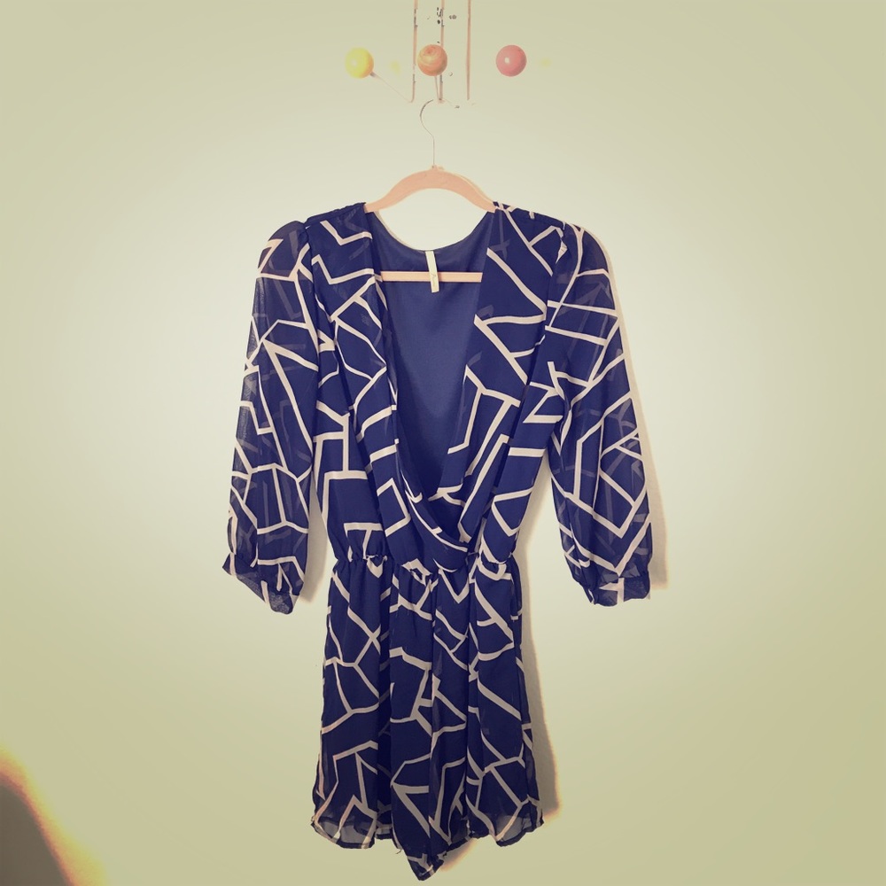 Blue Patterned Romper