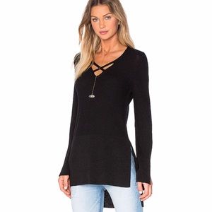 Free People Crisscross Black Sweater NWT