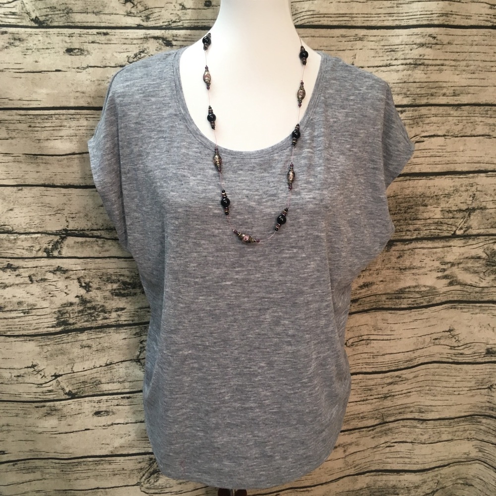Old Navy Dolman Cap Sleeve Grey Knit Tee, Sz M