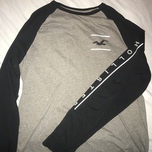 Grey and Black Long Sleeve Hollister Shirt