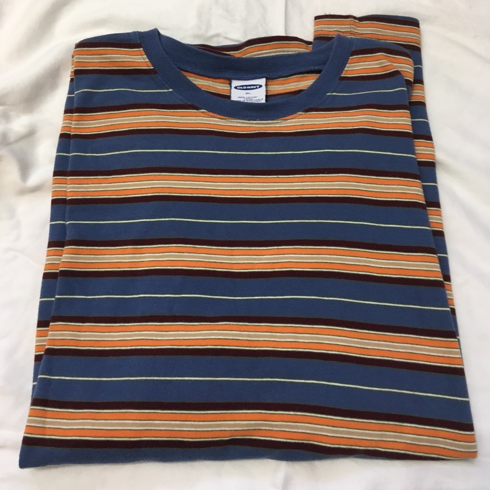 Men’s Blue Striped Short Sleeve T Shirt XL