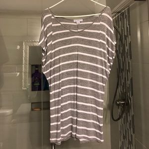 Grey and white striped Oversized Tee