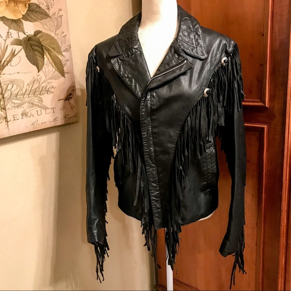 SALE! Wilson’s Leather Vintage Western Boho Motorcycle Jacket w/Fringe - Picture 7 of 7