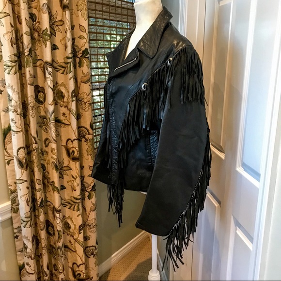 SALE! Wilson’s Leather Vintage Western Boho Motorcycle Jacket w/Fringe - Picture 3 of 7