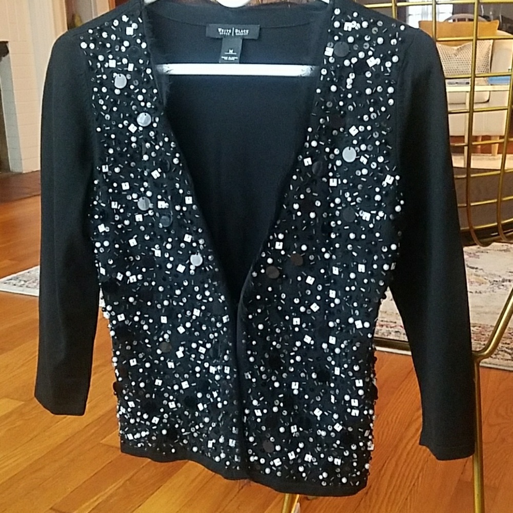 Black beaded and sequins cardigan.