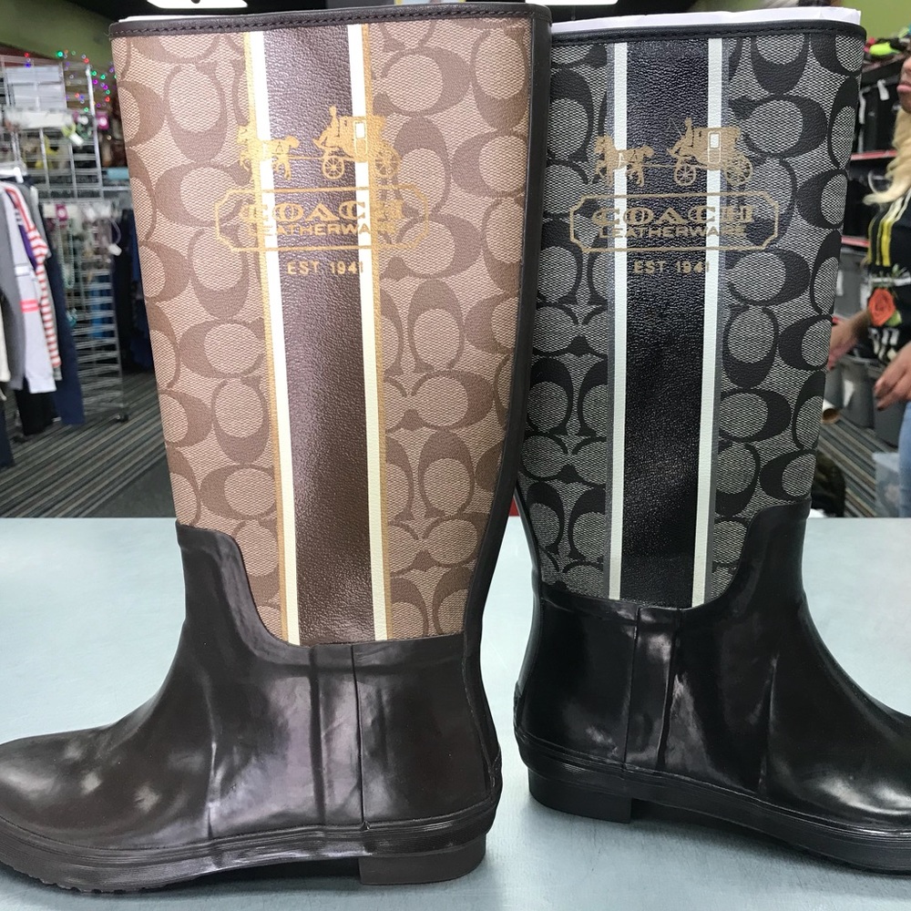 Black coach rain boots