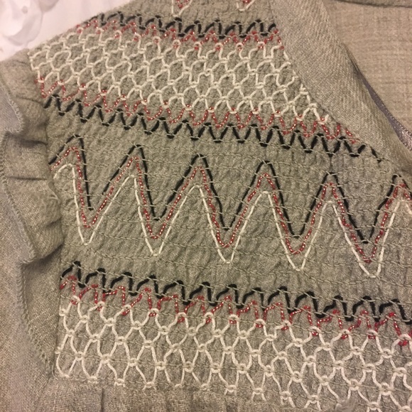 Grey Embroidered Linen Zara Top - Picture 4 of 4