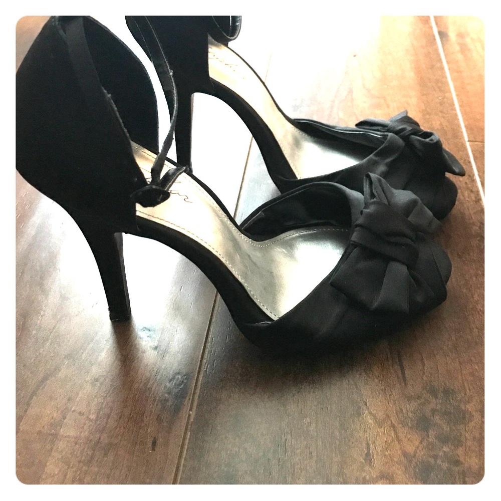Black Satin Heels