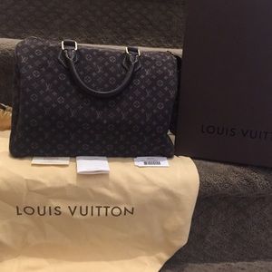 Louis Vuitton Fusain Monogram Mini Lin Speedy 30