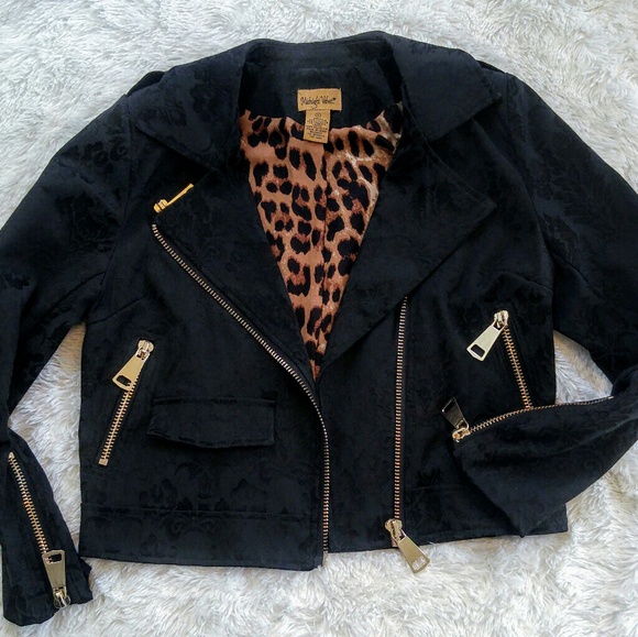 Midnight Velvet Jackets & Blazers - Jacquard Black Moto Jacket by Midnight Velvet S