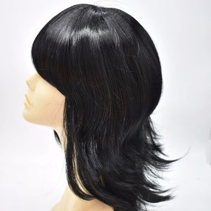 Black Feathered 100% Heat Resistant Synthetic Wig
