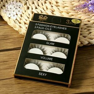 3 Pairs Black Real Mink false eyelashes